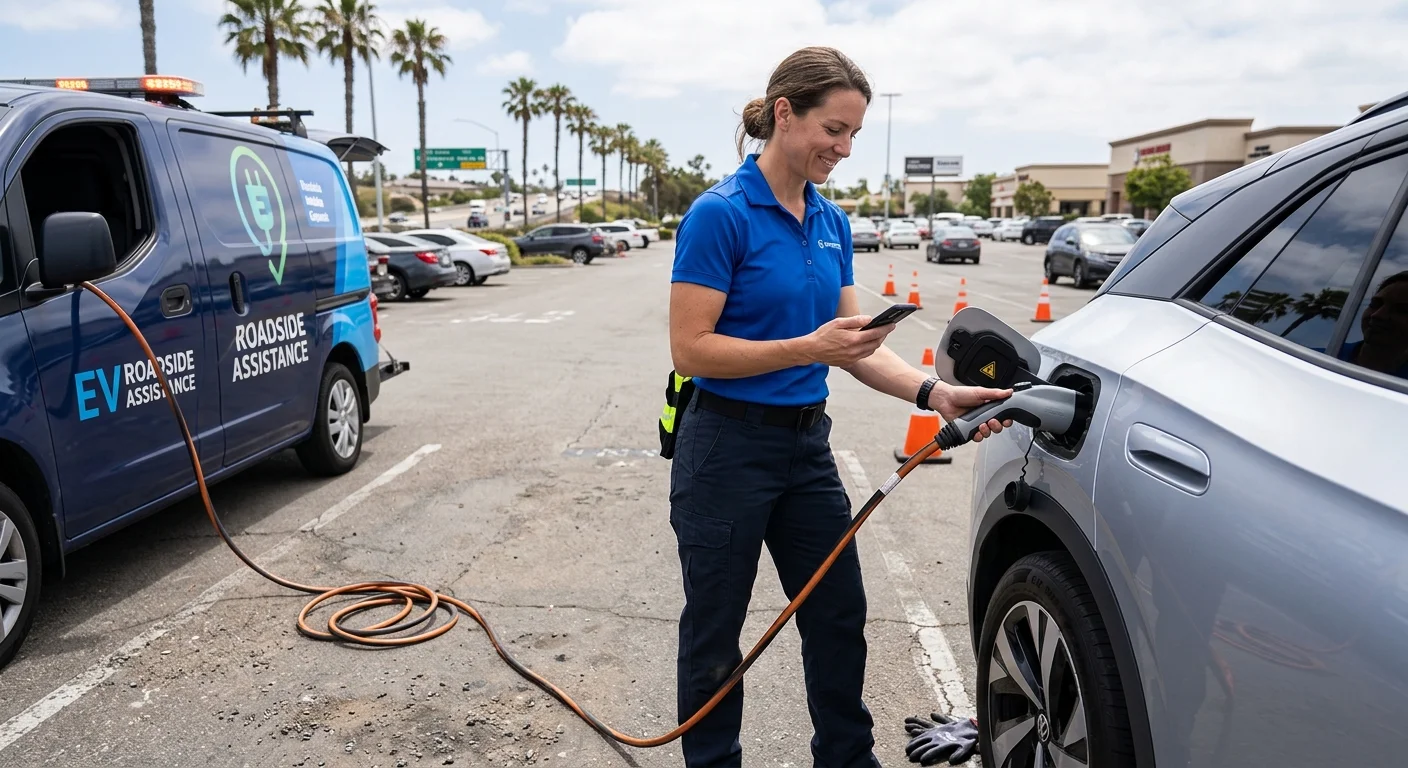 An EV driver in the Puget Sound region comparing a rapid charger with roadside help