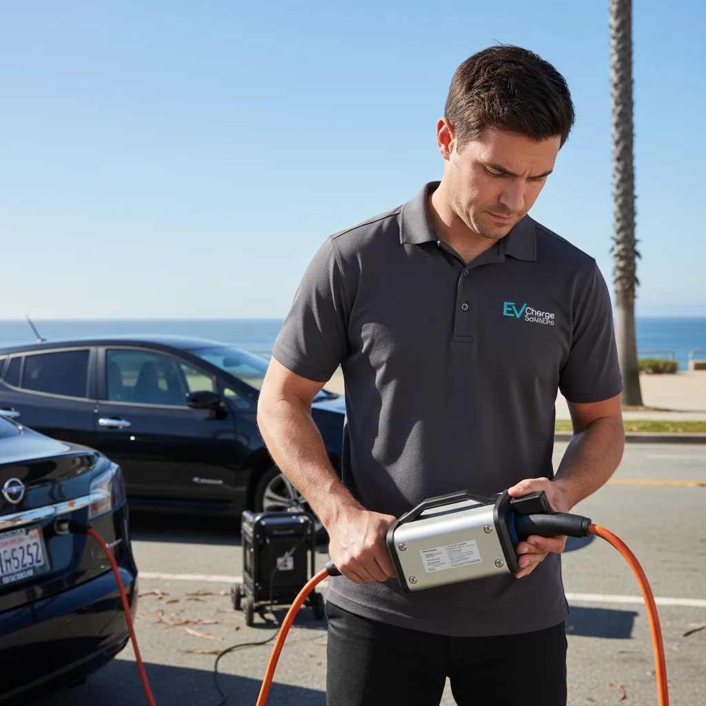 EV roadside assistance: mobile charging illustration for Tesla and other EVs
