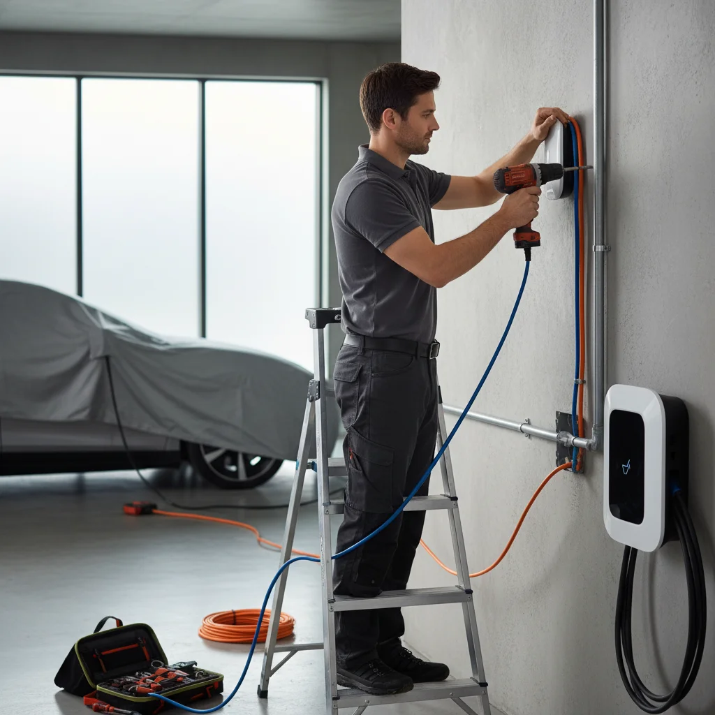 Portable jump pack connected to EV 12V jump points under the hood