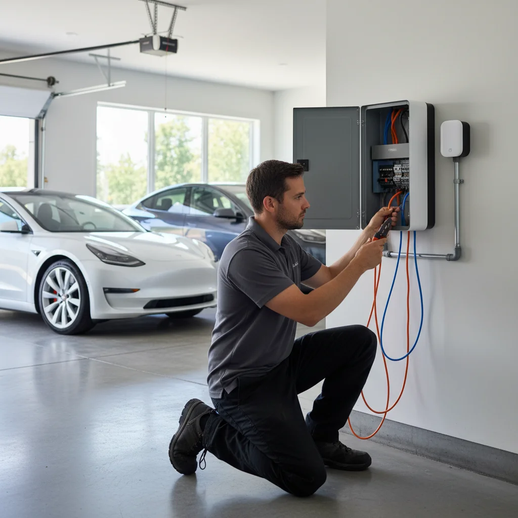 Portable jump pack connected to Tesla 12V jump points under the front trunk