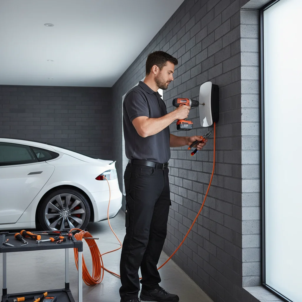 Tesla with hood open showing 12V jump points in the front trunk